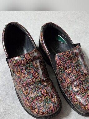 Klogs Naples Slip-On Colorful Paisley Slip Resistant Nursing Clogs Women 7.5